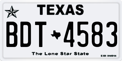 TX license plate BDT4583