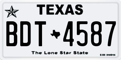 TX license plate BDT4587