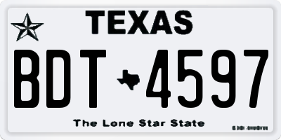 TX license plate BDT4597