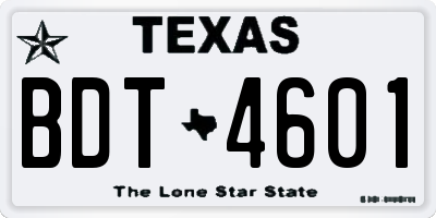 TX license plate BDT4601