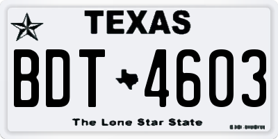 TX license plate BDT4603