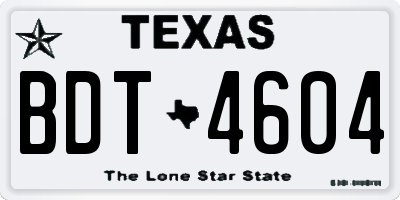 TX license plate BDT4604