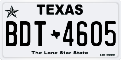 TX license plate BDT4605