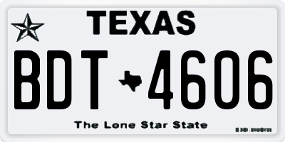 TX license plate BDT4606