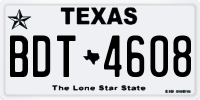 TX license plate BDT4608