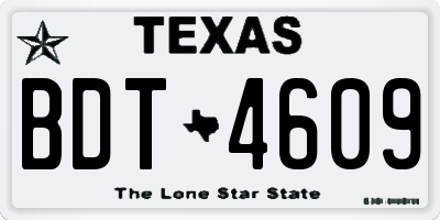 TX license plate BDT4609