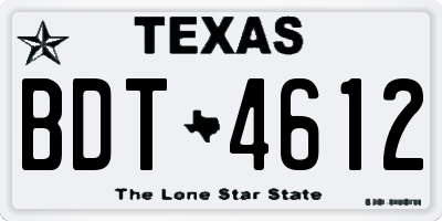 TX license plate BDT4612