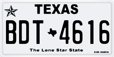 TX license plate BDT4616