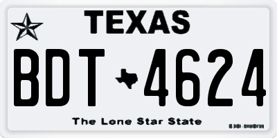 TX license plate BDT4624