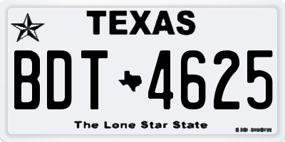 TX license plate BDT4625