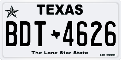 TX license plate BDT4626