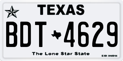 TX license plate BDT4629