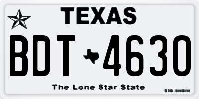 TX license plate BDT4630