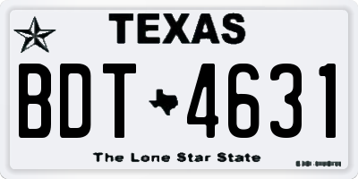 TX license plate BDT4631