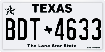 TX license plate BDT4633
