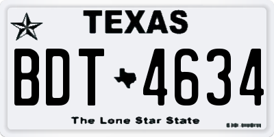 TX license plate BDT4634