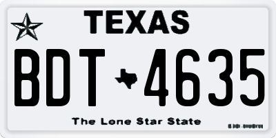 TX license plate BDT4635