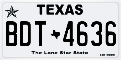 TX license plate BDT4636