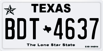 TX license plate BDT4637