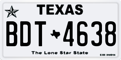 TX license plate BDT4638