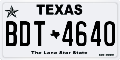 TX license plate BDT4640