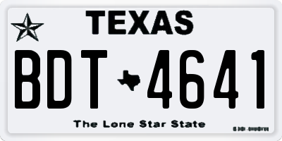 TX license plate BDT4641