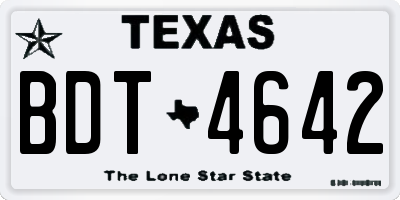 TX license plate BDT4642