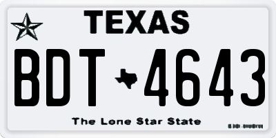 TX license plate BDT4643