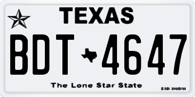 TX license plate BDT4647