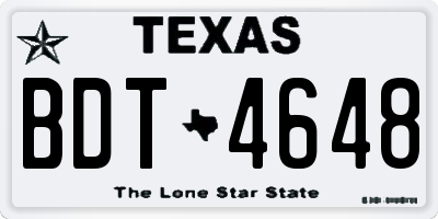 TX license plate BDT4648
