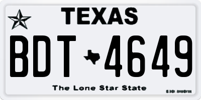 TX license plate BDT4649