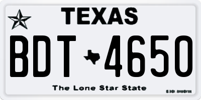 TX license plate BDT4650