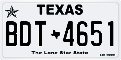 TX license plate BDT4651