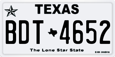 TX license plate BDT4652