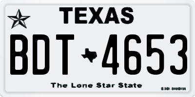 TX license plate BDT4653