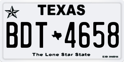 TX license plate BDT4658