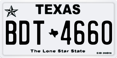 TX license plate BDT4660