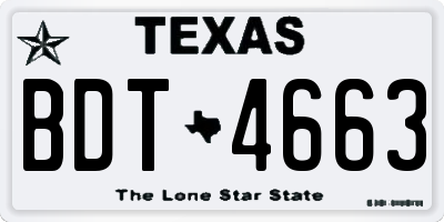TX license plate BDT4663