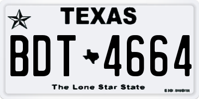 TX license plate BDT4664