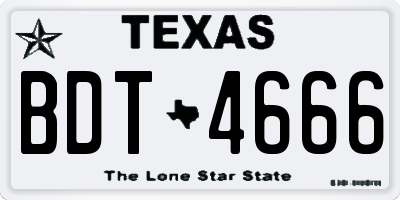 TX license plate BDT4666
