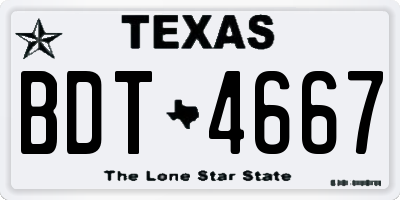 TX license plate BDT4667