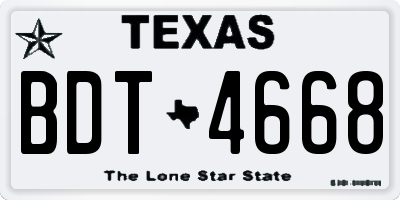 TX license plate BDT4668