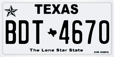 TX license plate BDT4670