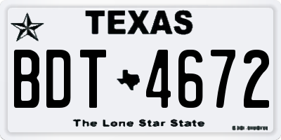 TX license plate BDT4672