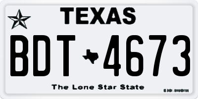 TX license plate BDT4673