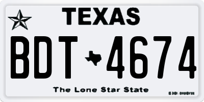 TX license plate BDT4674