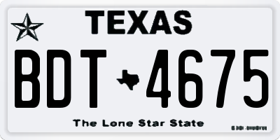 TX license plate BDT4675