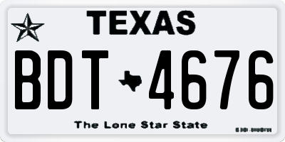 TX license plate BDT4676