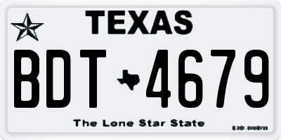 TX license plate BDT4679