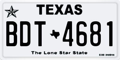 TX license plate BDT4681